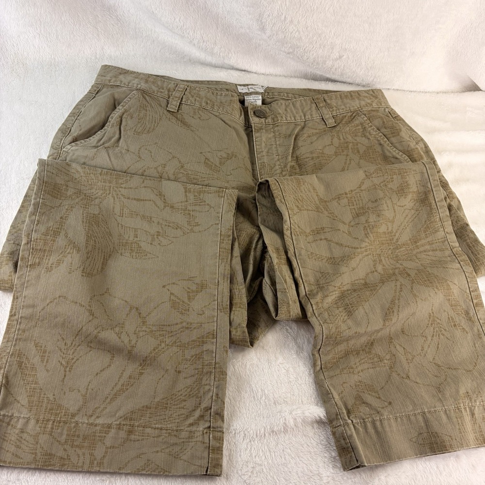 Calvin Klein Jeans Women 12 Khaki Green Brown Floral Print Cotton Ankle Pants